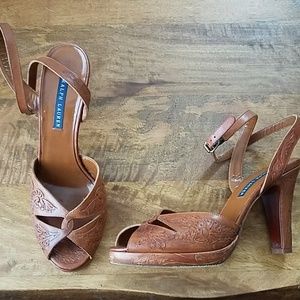 RL Cognac leather vintage inspired heels